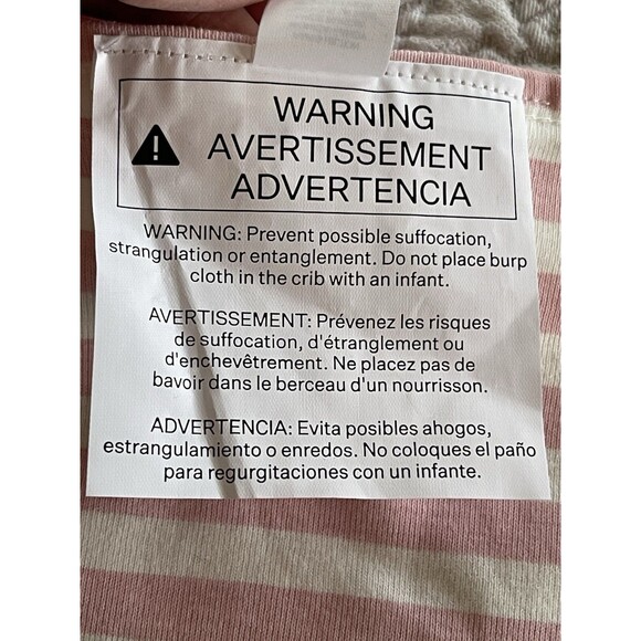 Paris Hilton Monica + Andy Burp Cloth 100% Organic Cotton Pink / White Stripe - Picture 9 of 10